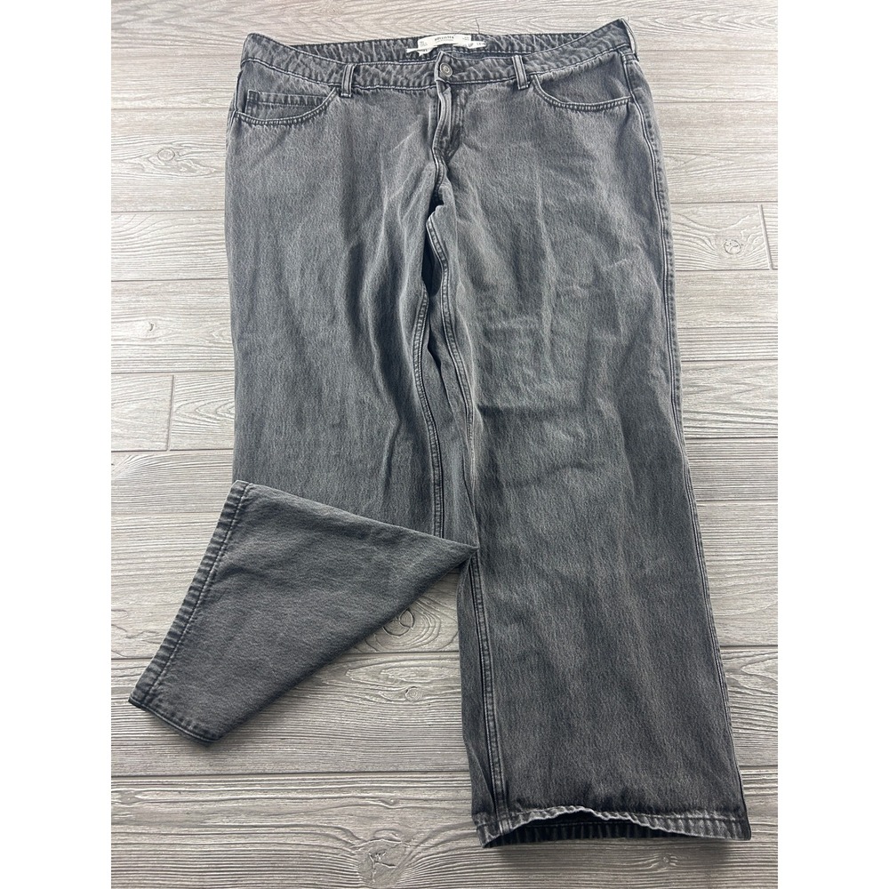 Hollister Low-Rise Baggy Jeans Washed Black Denim Wide Leg Pants 18R W34 Regular